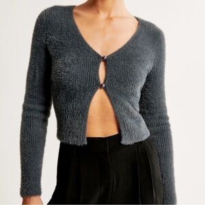 Abercrombie Ribber Short Cardigan in dark grey size S